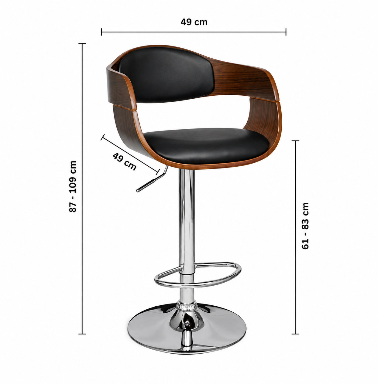Tabourets de bar Turin (noyer/similicuir)