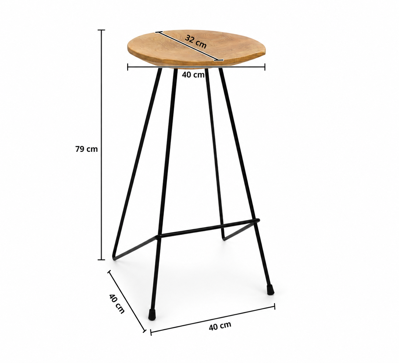 Tabourets de bar Lombok (teck)