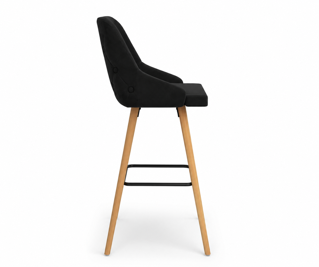 Tabourets de bar Aarhus (velours/hêtre)