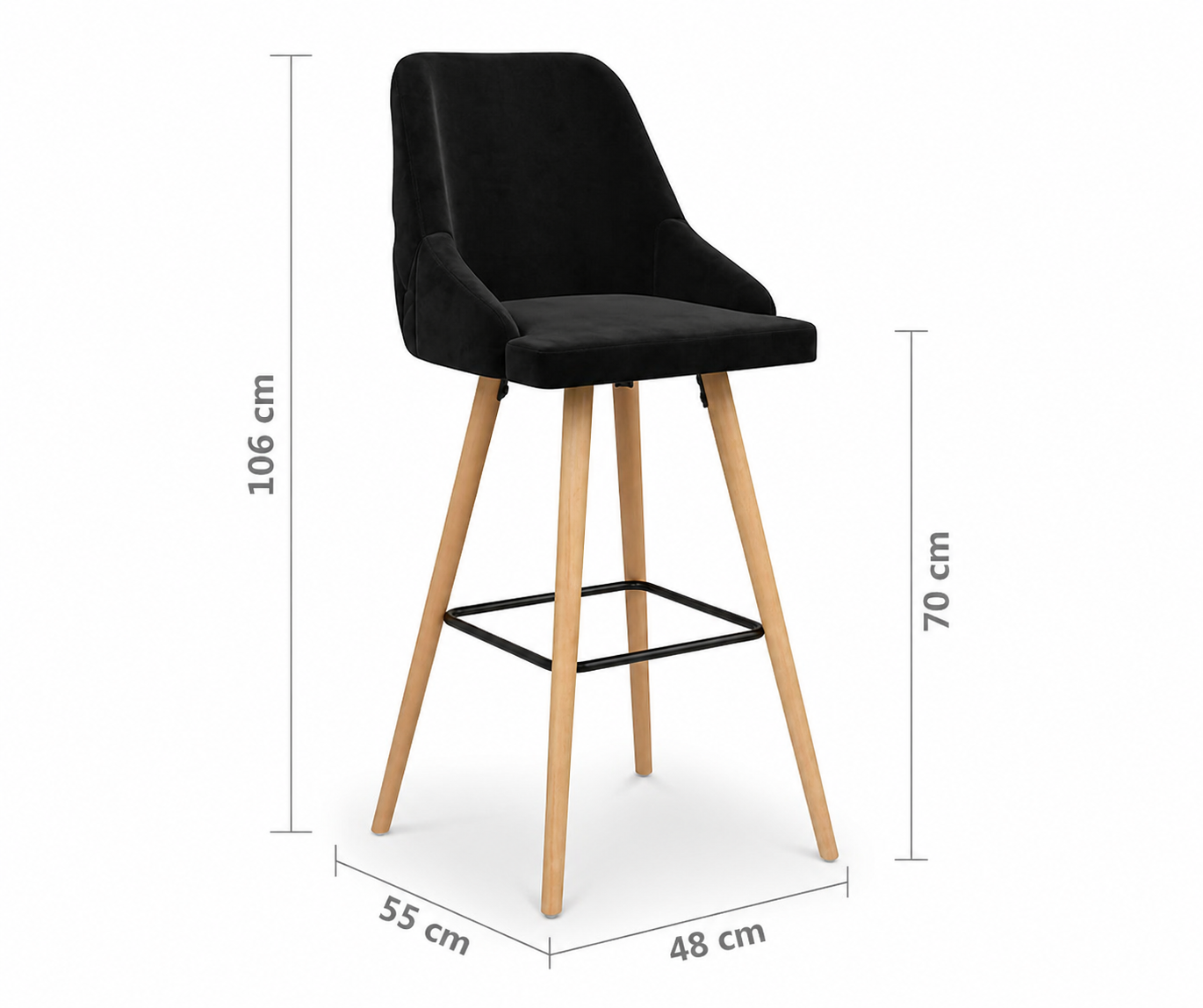 Tabourets de bar Aarhus (velours/hêtre)