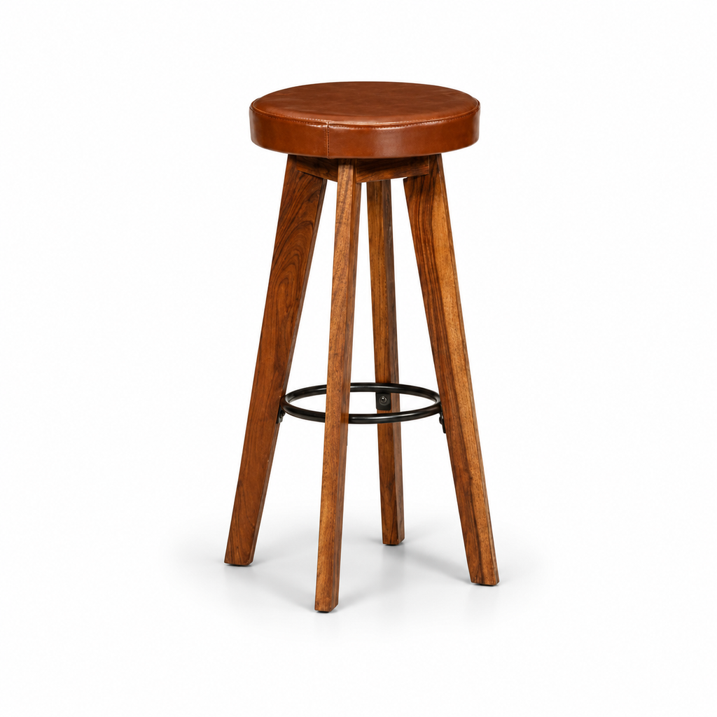 Tabourets de bar Florence (cuir/acacia)
