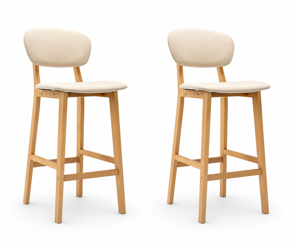 Tabourets de bar Göteborg (tissu/hêtre)