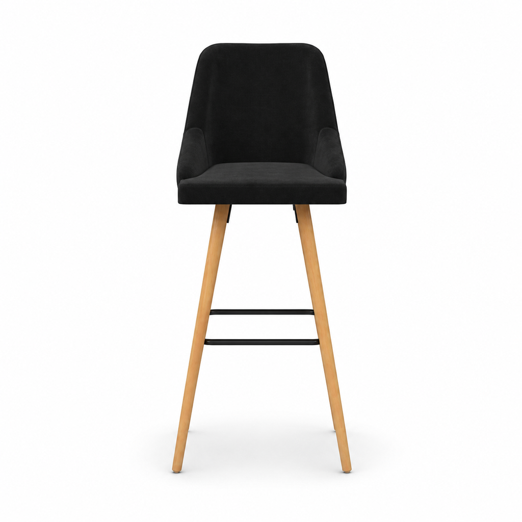 Tabourets de bar Aarhus (velours/hêtre)