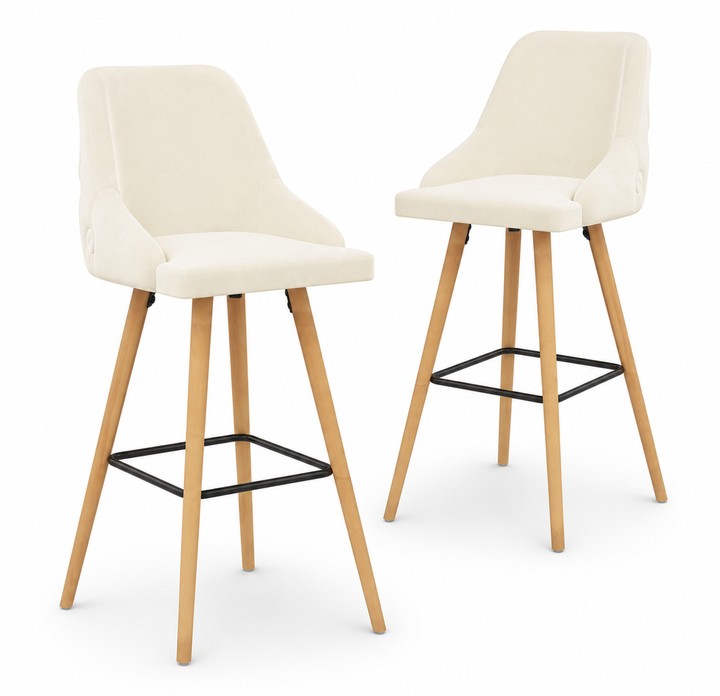 Tabourets de bar Aarhus (velours/hêtre)