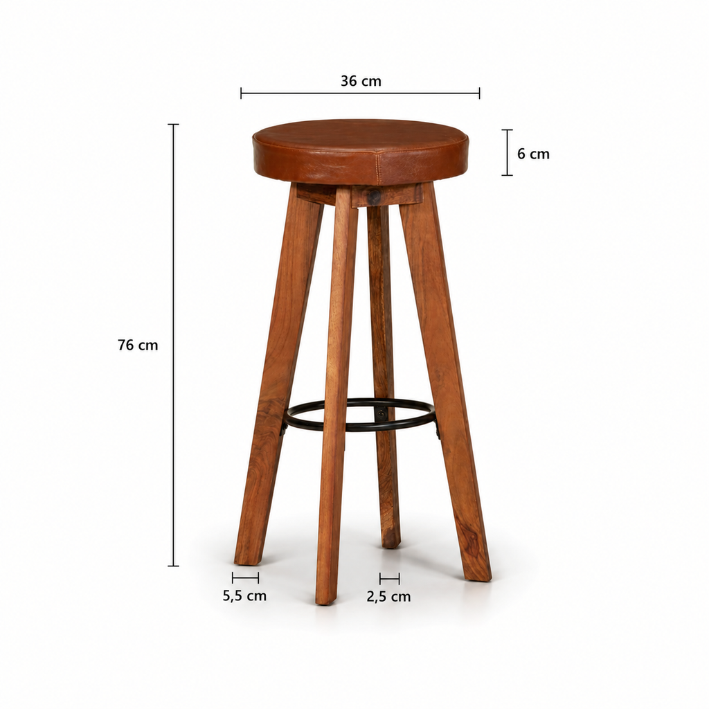 Tabourets de bar Florence (cuir/acacia)