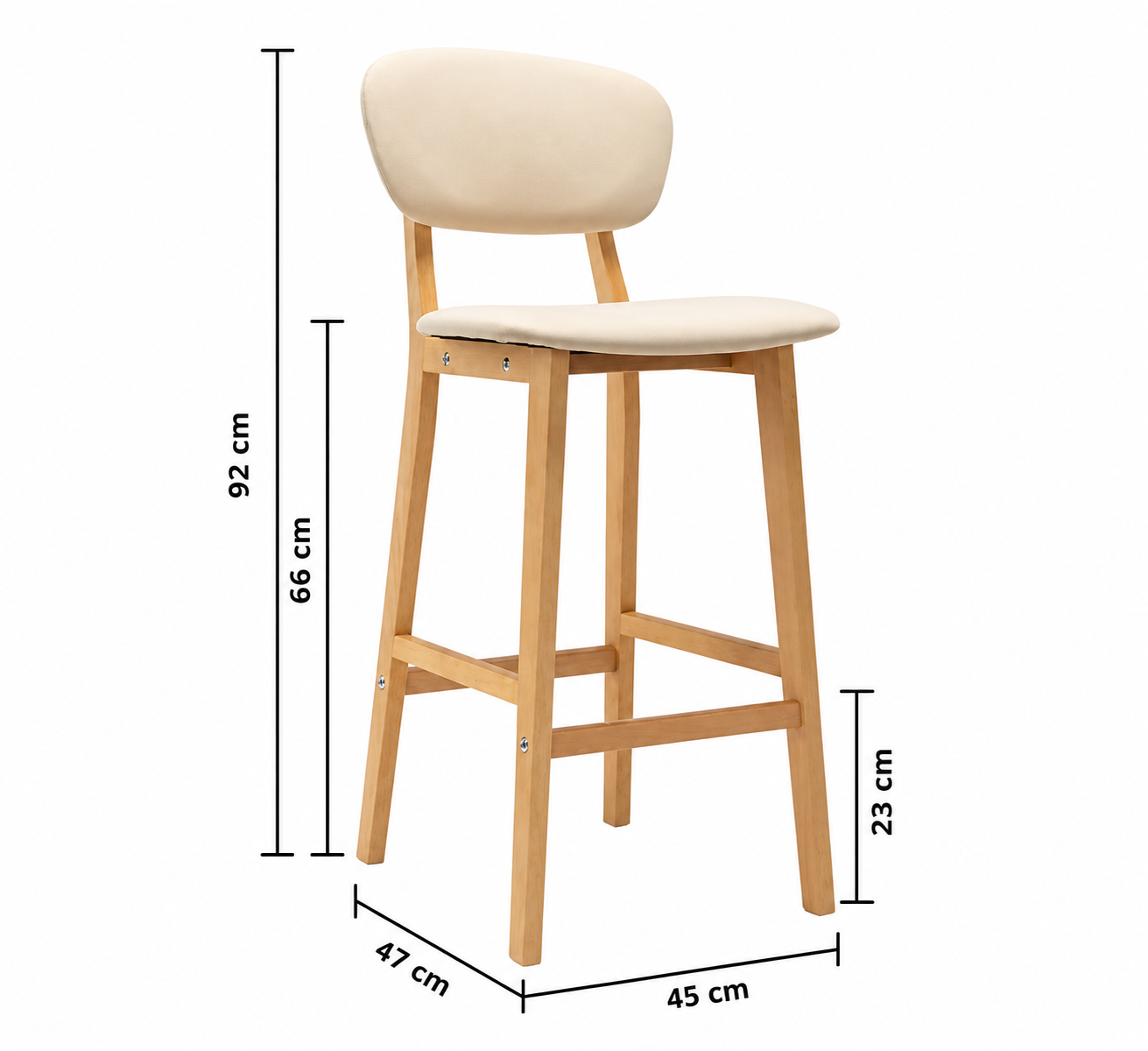 Tabourets de bar Göteborg (tissu/hêtre)